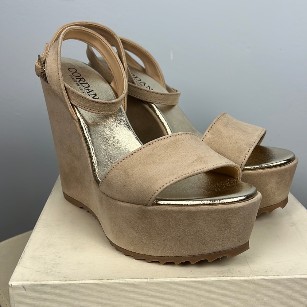 Cordani Ophelia suede ankle strap wedge sandals New in box size 40